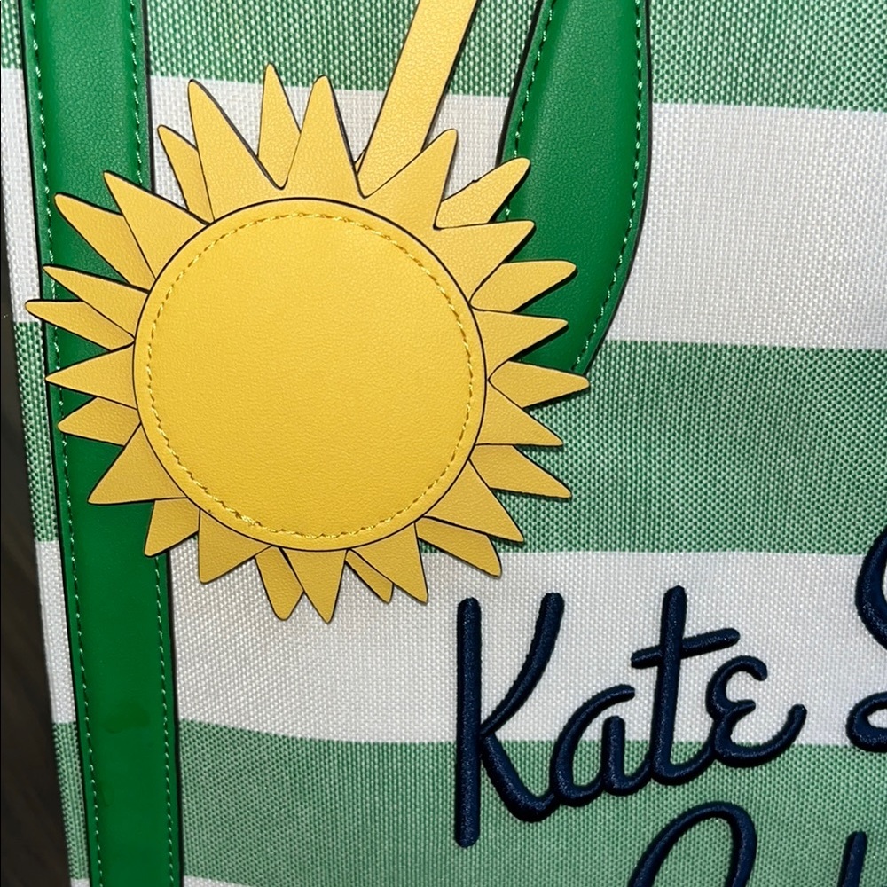*SOLD* Kate Spade Green and White Cabana Tote - Picture 2 of 12